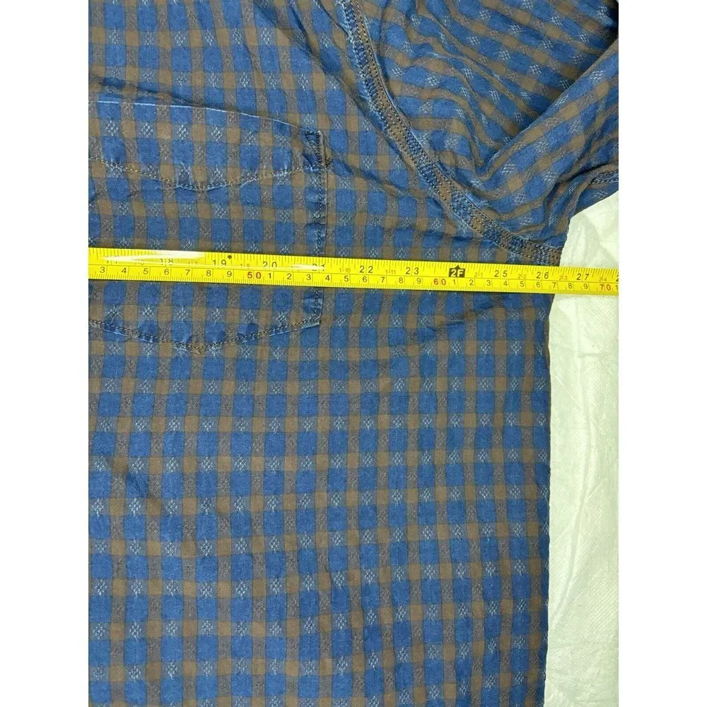 Carbon 2 Cobalt‎ Men's XL Blue Corduroy Cuff Button Up Check Pattern Shirt